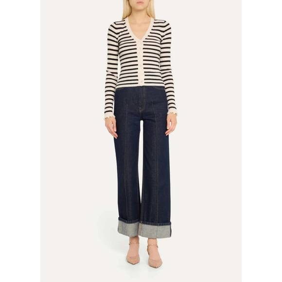 NEW ULLA JOHNSON aeris cardigan in noir stripe - Picture 1 of 5